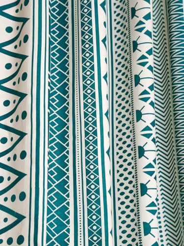 Image of Cortina Self Print Light-Filtering 100% Cotton Curtains 5 feet Long Set of 1 for Window [ Opacity: 50-60%, Color: Sky Blue, 180 GSM ]
