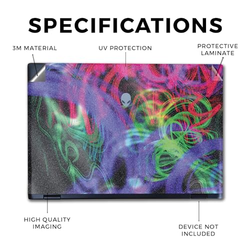 Image of Glossy Glitter Laptop Skin Compatible with Alienware M16 R2 (2024) - Neon Splatter - Premium 3M Vinyl Protective Wrap Decal Cover - Easy to Apply | Crafted in The USA by MightySkins