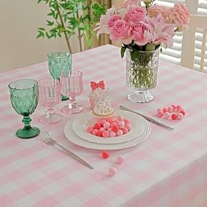 Rectangle Table Cloth for Spring, Summer, Valentine's Day, Easter, Christmas Tablecloth-Farmhouse Checkered Cotton Tablecloths (55" x 84",Pink) Rectangle Table Cloth for Spring Summer Valentines Day Easter Christmas Tablecloth Farmhouse Checkered Cotton Tablecloths 55 x 84Pink