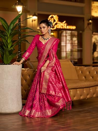 Image of SWORNOF Womens Linen Silk Saree | Saree for Women With Unstitched Blouse | Saree with Blouse Piece | Soft and Skin Friendly