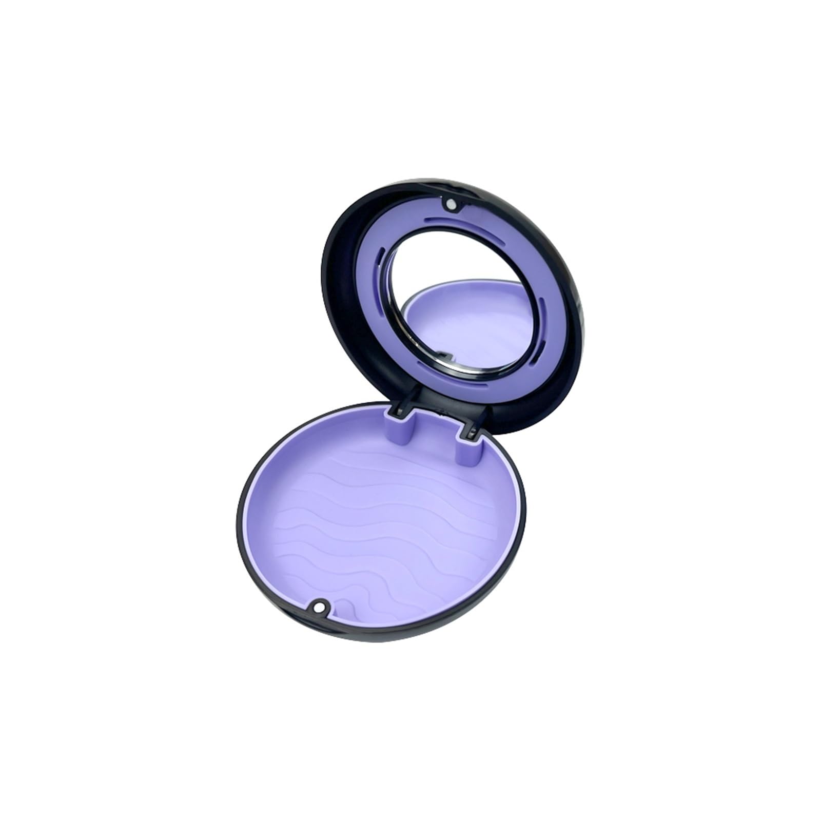 TRRYUIP Retainer Case 1pc Retainer Box With Vent Holes False Teeth Storage Dental Orthodontic Invisible Braces Aligner Case(Black-purple-mirror)