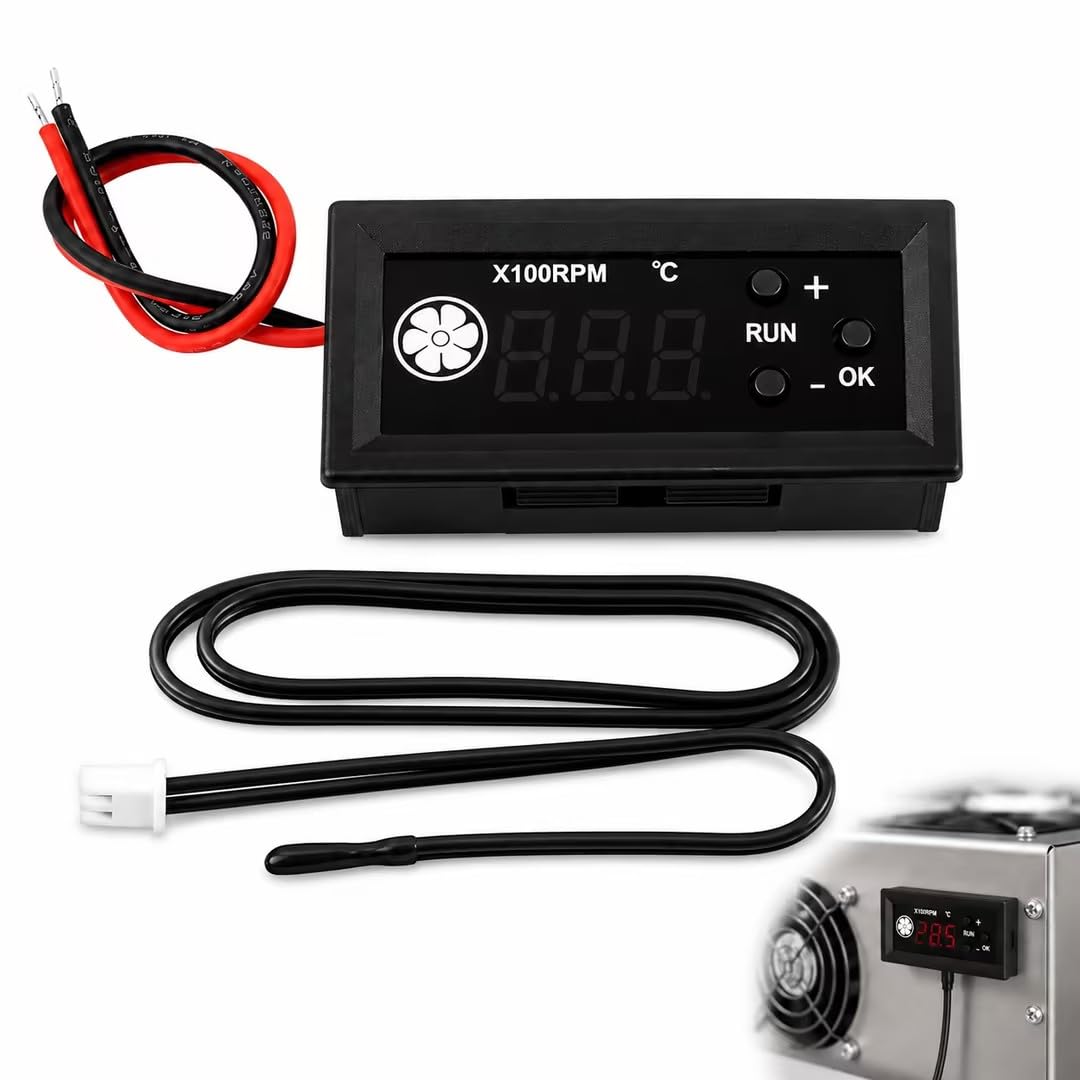 1 Piezas Control de Ventilador PWM DC 12 V de 4 Pines, con Indicador Digital de Temperatura Y Velocidad de Rotación, Regulador de Velocidad Inteligente, con Ventilador de PC De 4 Hilos