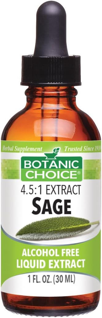 Botanic Choice Sage Alcohol Free Liquid Extract, 1 Fluid Ounce (Pack of 2)