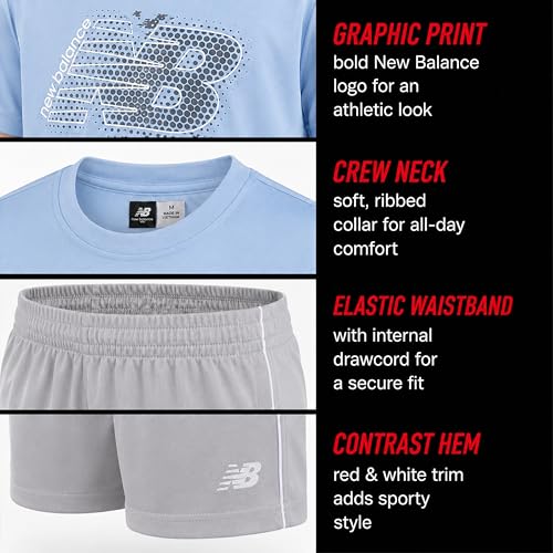 Image of New Balance Boys Short Sets - 2 Piece Active Performance Athletic Shirt and Kids Basketball Gym Shorts for Boys (8-12)