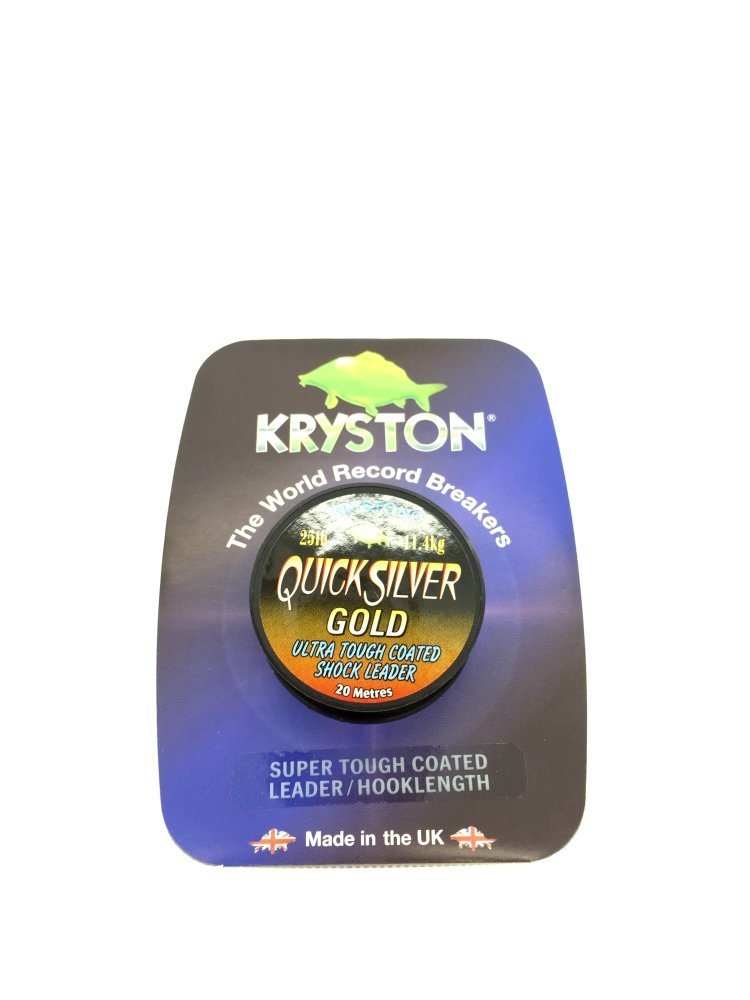 Kryston QUICKSILVER Dorée Gravel Marron 20m 25lb/35lb/45lb Enrobé Choc LEADER / Crochet Gauche Quick-silver TIPPETS - 25lb / 11,3Kg