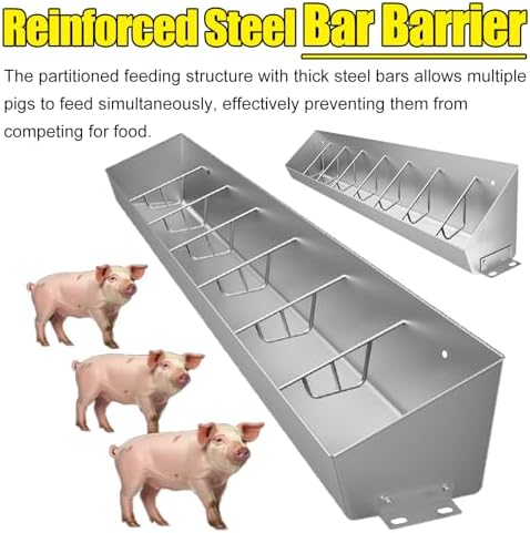 Heavy Duty Pig Feeders for Outdoor/Indoor Use, 3ft 4ft 6ft Long Hog Troughs for 5-10 Pigs, Durable Livestock Feeding Troughs for Swine Farms & Chicken Coops (1m/3.3ft 5bit)