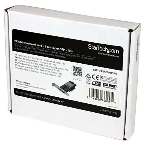 Image of StarTech Dual-Port 10G SFP+ Network Card, Intel 82599 | 2x 10G Open SFP+ Multimode LC Fiber Connector, PEX20000SFPI