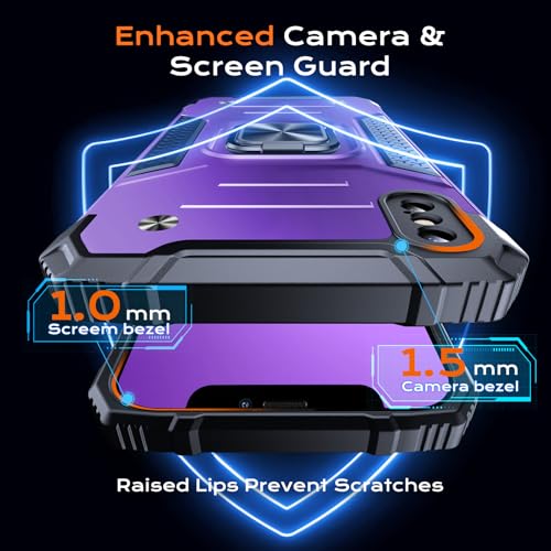 Image of Anqrp Heavy Duty Case for iPhone X /XS Case with Enhanced Ring Holder Grip Stand, Military Grade Shockproof Rugged Drop Protective Silicone Hard Slim iPhone X /XS Phone Case Cover,Purple