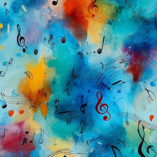 壁紙 60cm x 300cm 剥がせる 鮮やかな青とオレンジの色調による抽象的な水彩音符 多機能 防水/汚れ防止/防油 食器棚 クロ 玄関 ふすま紙 家具 部屋 DIY 賃貸OK