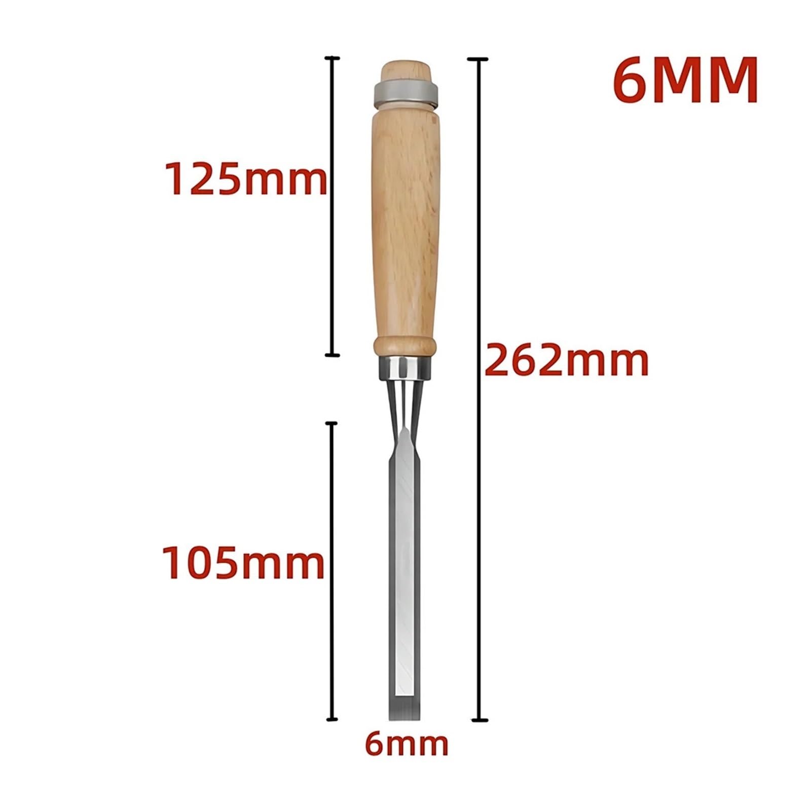 1/5 Szt. Zestaw Dłut Do Drewna Ostra Rzeźba Ze Stali Chromowo-wanadowej Z Uchwytami Bukowego Ergonomiczne Narzędzia(5pcs 6 10 12 18 24mm)