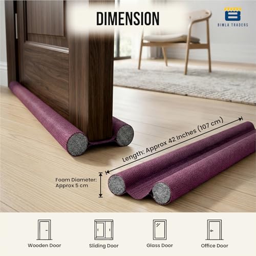 Image of Door Draft Stopper PVC Size 42Inch | Under Door Dust & Noise Blocker | Cold & Heat Insulation Strip | Door Gap Sealer for Home Doors & Windows | Easy Install | Red | Pack of 1