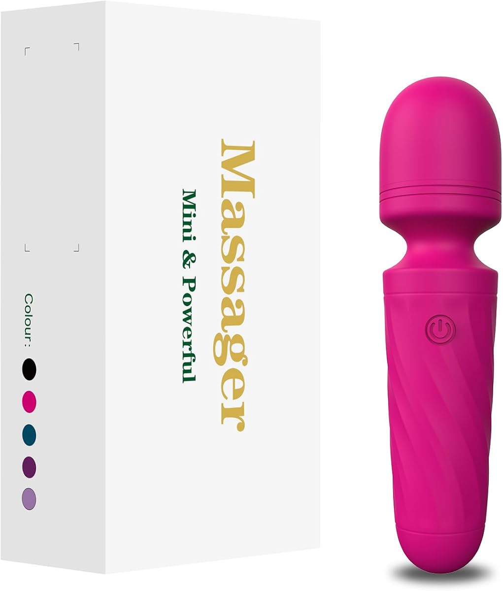 Mini Massager Wand-Waterproof,10 Vibration(Rose red)