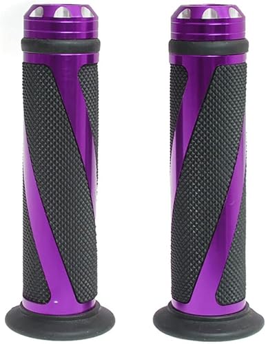 Miniatura 4 de Par de empuñaduras universales para manillar de motocicleta con agarre izquierdo de 7/8 pulgadas y agarre derecho de 1 pulgada (morado)