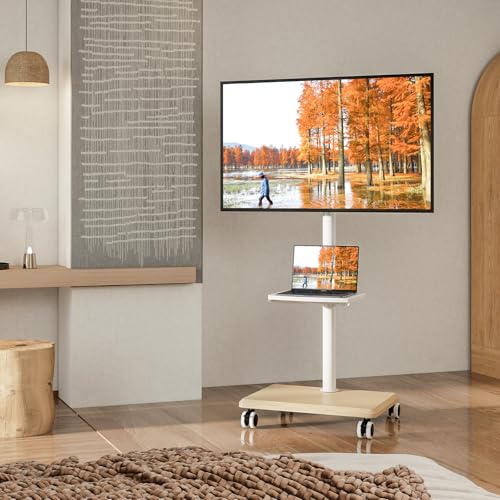 undefined Rfiver テレビスタンド キャスター付き tvスタンド 27-55インチ対応 壁寄せテレビスタンド ハイタイプ tv stand 高さ調節 左右35度首振り 木製ベース 耐荷重40kg VESA100x100-400x400mm 家庭 オフィス用 (ライトオーク) の商品画像 1