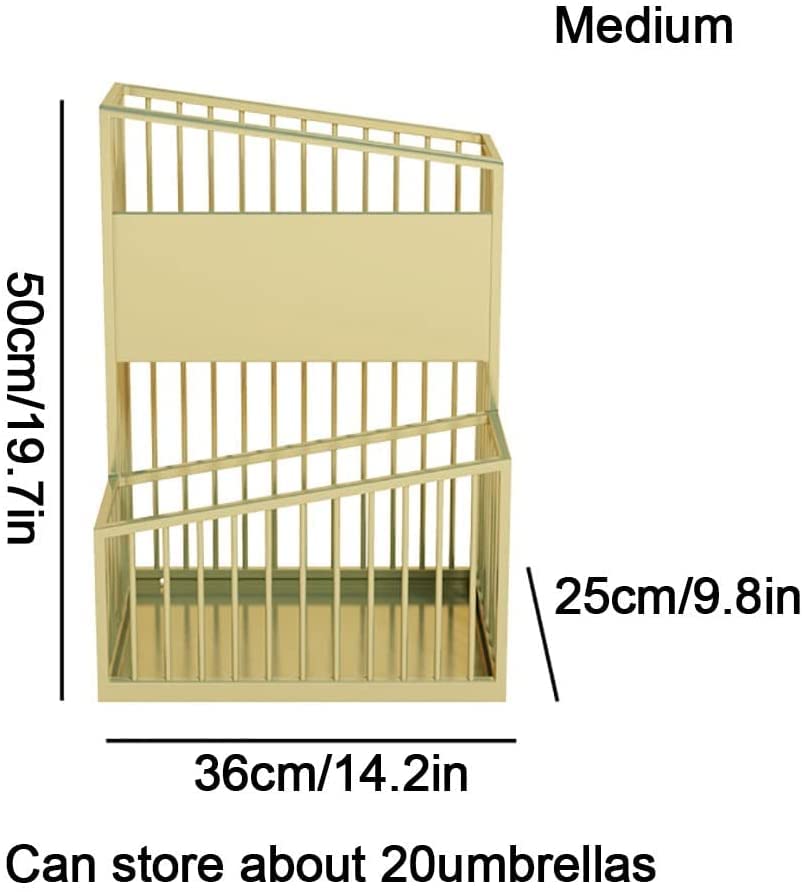 Porte-parapluies grand format double couche en métal doré pour cannes de marche