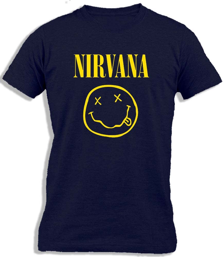 ™ Nirvana Crazy Face | Rock Band Smiley Face | Rock Music Band Cotton T-Shirt For Men