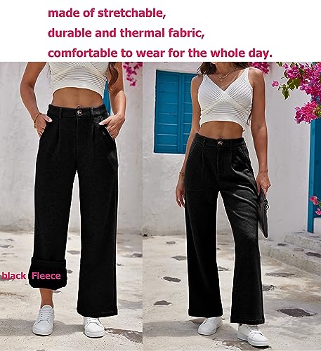 heipeiwa Women's Fleece Lined Winter Thermal Cashmere Knit Wide Leg Pants Trouser Casual Dressy Outfit2