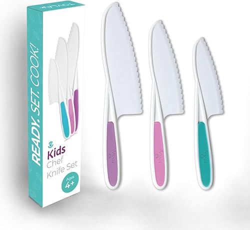 Tovla Jr. - Juego de cuchillos seguros para niños para cocina real, 3 piezas, cuchillos de cocina para niños pequeños, herramientas de cocina Varios