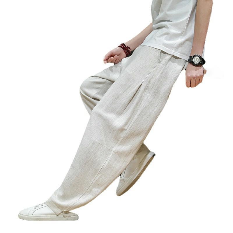 Pantalon homme printemps automne coton lin décontracté respirant