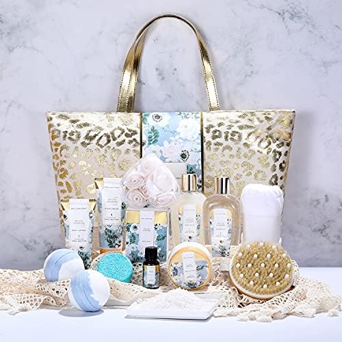 Bath Sets for Women-Spa Luxetique Spa Gift Set,15pcs Jasmine Luxury Bath Gift with Essential Oil,Bubble Bath,Body Butter,Gifts for Mum,Womans Gift Sets,Birthday Gifts for Her,Christmas Gifts for Women