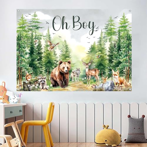 Fondos Para Baby Shower Tema Bosque Verde 7x5ft miniatura 6