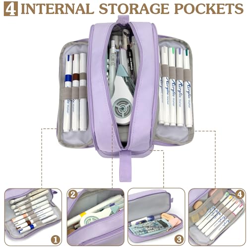 Image of Large Pencil Pouch, Special Preppy Aesthetic Pencil Case with Compartments, Pencil Bag Big for School Teens Office College Girl Boy Men Women Adult