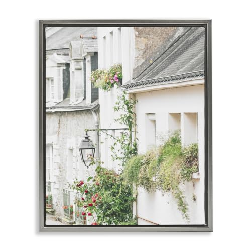 Town Street Blooming Vines, 16 x 20 Inch Canvas in Floater Frame