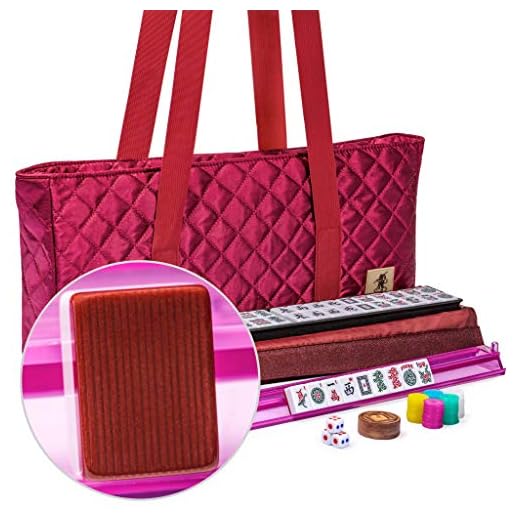 Yellow Mountain Imports American Mahjong Set, Pattaya with Red Soft Case - All-in-One Racks with Pushers, Wright Patterson Betting Coins, Dice, & Wind Indicator