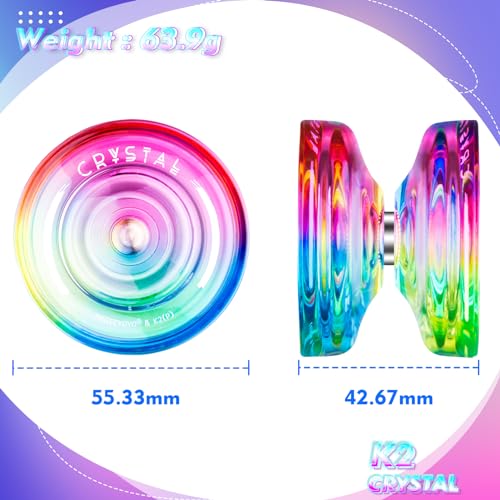 magicyoyo k2 responsive yoyo for kids 8-12 professional yo yo for beginners plastic dual function yo-yo with 12 yoyo strings yo-yos case bag  yoyos accessory kit blue pink yellow gradient