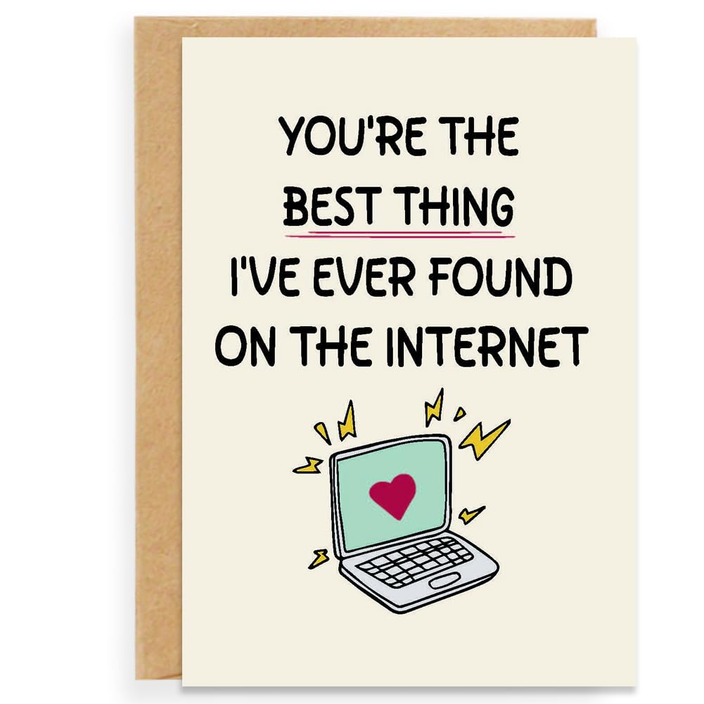 Deofun Anniversary Card for Wife/Husband - Funny Valentine's Day Gifts for Couples, 7x5 Inch Romantic Birthday Card with Yellow Envelope (Write Your