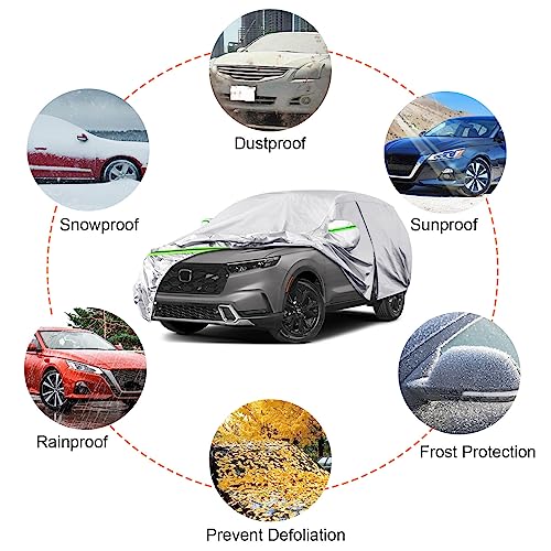 Image of Waterproof Car Covers Replace for 2002~2025 Honda CR-V, 6 Layers All Weather Custom-fit Car Cover with Zipper Door & Windproof Bands for Snow Rain Dust Hail Protection (CR-V)
