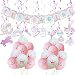 WERNNSAI Unicorn Baby Shower Decorations - Magical Unicorn Party Supplies Kit for Baby Girl Including IT'S A Girl Banner Pink White Latex Balloons Ribbons Hanging Swirl Decorations 53 PCS