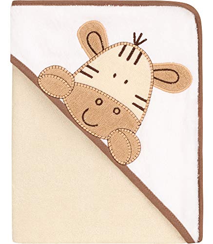 Be Mammy Kapuzenhandtuch Babyhandtuch aus Baumwolle Oeko-Tex Standard 100 100cm x 100cm BE20-240-BBL (Ecru - Zebra)
