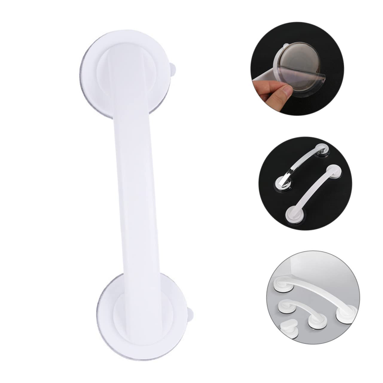 HAPINARY Bath Flat Grab Bars Suction Cup Shower Grab Bars Sturdy Support Handles for Shower