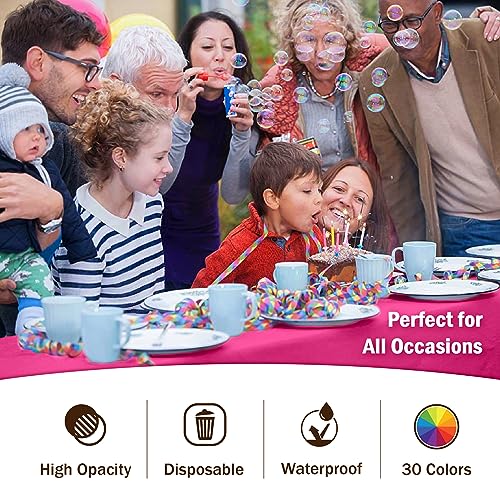 Image of Party Solids Cerise Rectangular Plastic Tablecloth - 54x108 Inch, Pack Of 24