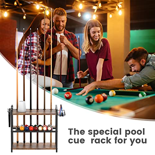 Mawew Pool Cue Rack,Pool Stick Holder Large Size,Pool Cue Holder,Pool Cue Rack,Pool Table Accessory,Billiard Cue Rack,Retro Design.(Black) #TOP4
