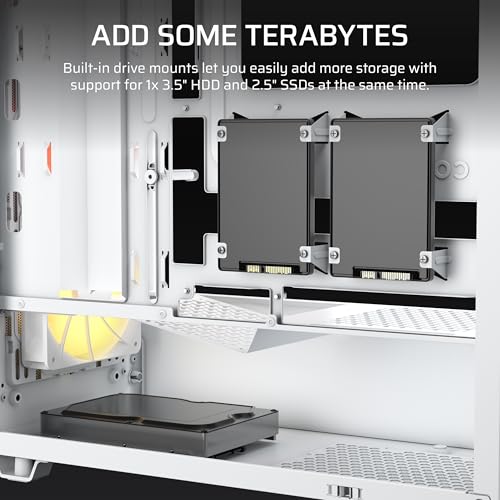 Image of CORSAIR 3200D RS ARGB Mid-Tower PC Case - 3X RS120 ARGB PWM Fans Included, GPU Anti-sag Stabilization Arm, ASUS BTF, MSI Project Zero, Gigabyte Project Stealth - White