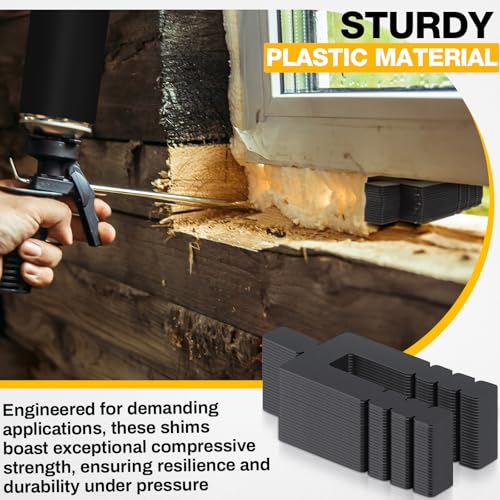 Image of 750 Pcs 1 /16 inch x 3-1 /2 inch Stack Shims Bulk Stackable Black Shims for Windows & Doors