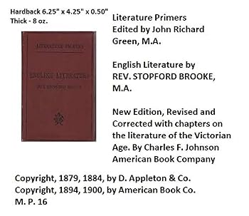 English Literature by the Rev. Stopford Brooke, Literature Primers