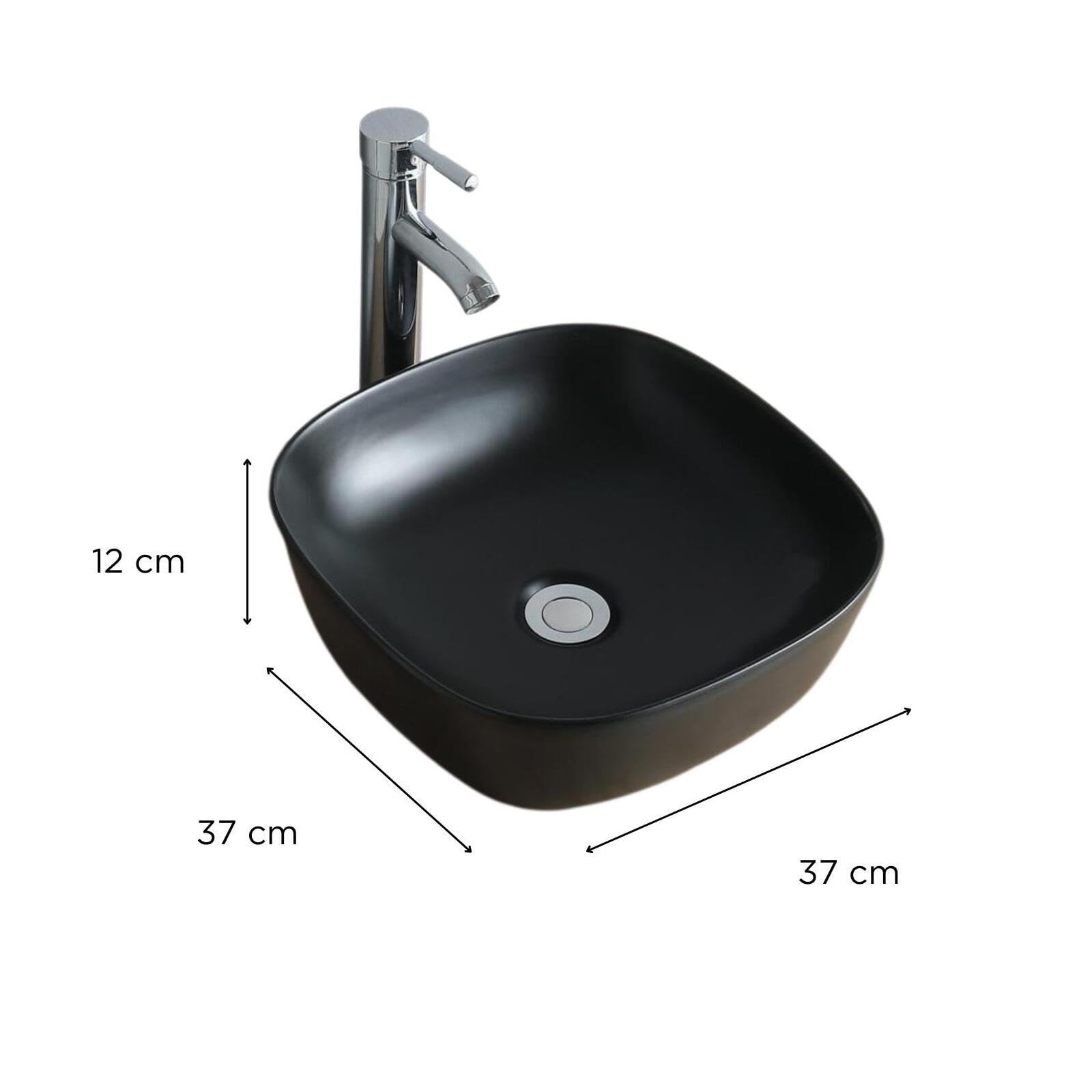 Kwadratowy wazon łazienkowy 37 cm Czarny - MIA