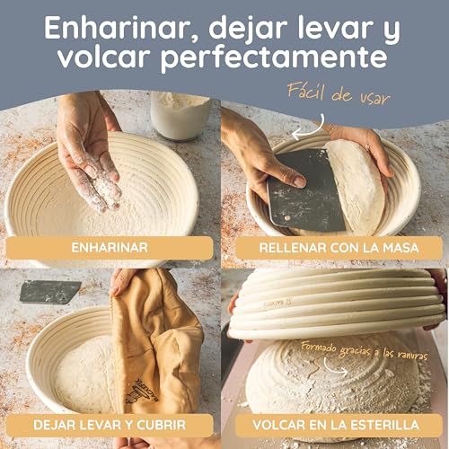 Cesta de fermentación para masas grandes de 1.8 kg con paño de lino Backefix 4