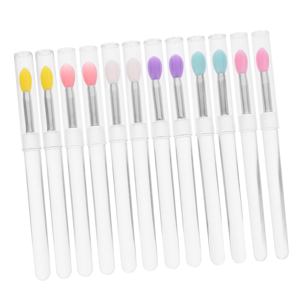 Beatifufu Silicone Lip Brush Applicators 12 Pack Reusable Lip Makeup Brush Set Portable Lip Gloss Applicator for Lipstick and Lip Mask