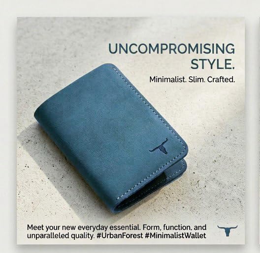 Image of URBAN FOREST Joe Vintage Blue Leather Wallet for Men