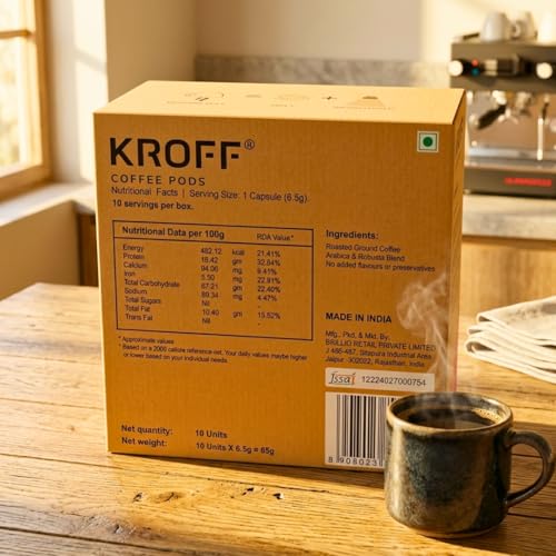 Image of KROFF Vietnamese Black Coffee Pods | Dolce Gusto Compatible | Espresso - Medium Dark Arabica Robusta Blend Roast | 10 Pods Per Box
