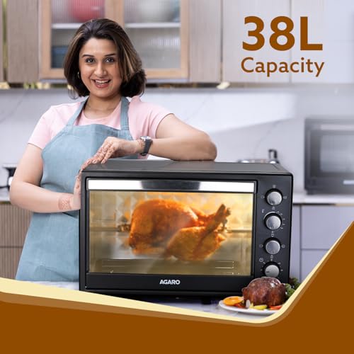 Image of AGARO Marvel 38 Liters Oven Toaster Griller, Motorised Rotisserie and Convection Cake Baking OTG with 3 Heating Mode, (Black)