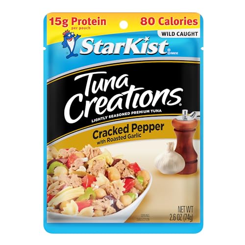 Image of StarKist Tuna Creations Cracked Pepper & Roasted Garlic, 2.6oz, 1-Pack | 16g Protein Per Serving, Wild Caught, Shelf Stable Seafood, Gluten Free, Soy Free, No Draining, Ready to Eat for Salads