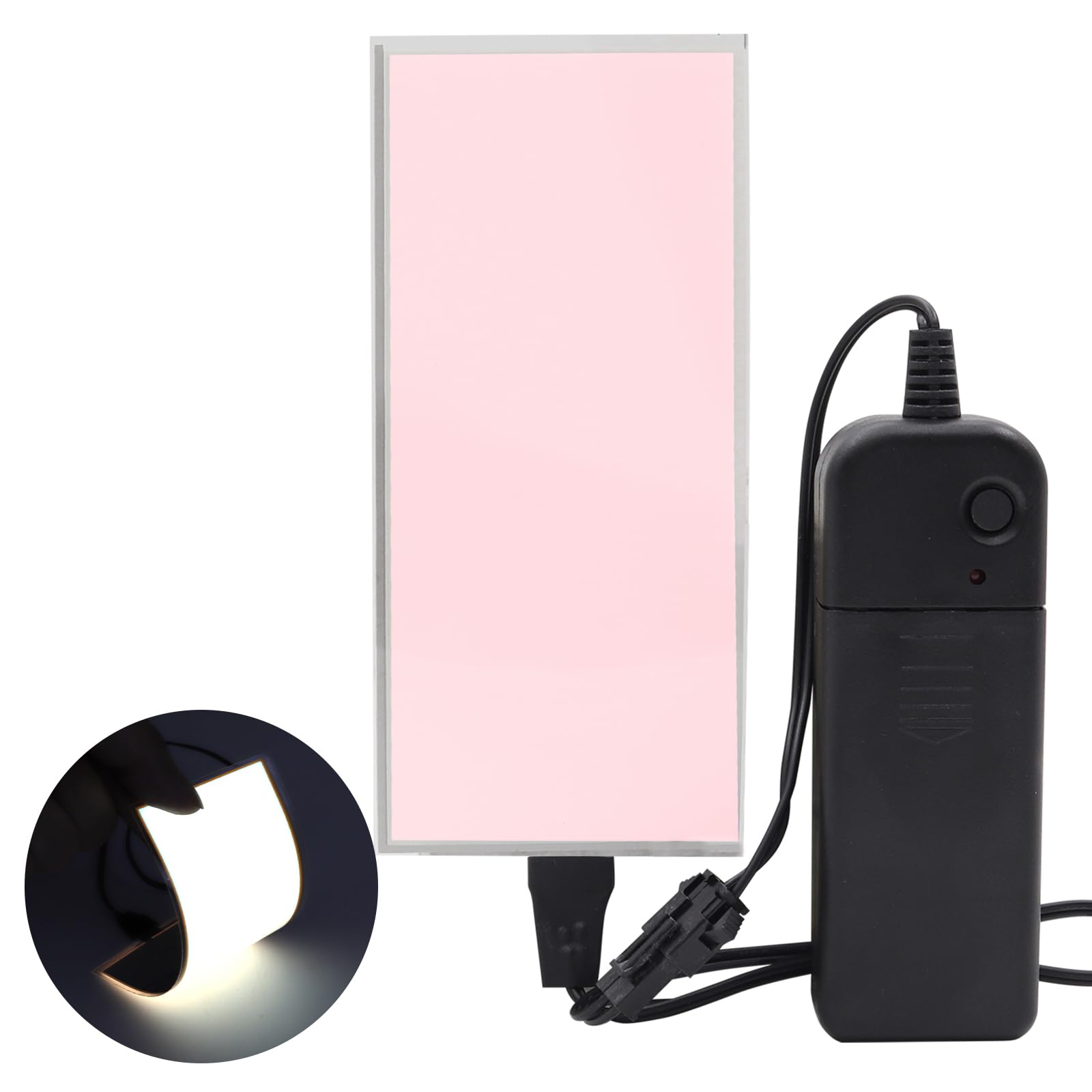 Electroluminescent Light Sheet DIY EL Cuttable 12cm x 5cm Electroluminescent EL Panel Light for Decoration/Cosplay/Warning Constant Bright/Fast Flashing/Slow Flashing Three Modes (White)
