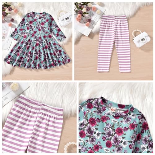 Image of Toddler-Girls-Fall-Clothes-Set Little Girls Highlow Tunic Tops+Leggings Outfit Boutique Clothing