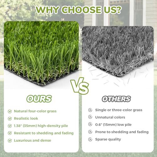 Image of Artificial Grass Rug Indoor Outdoor 7 x 15FT Faux Grass with Drainage Holes