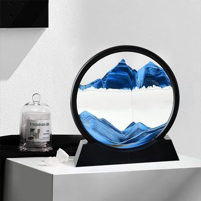 Moving Sand Art Picture ,Flowing Sand Painting,3D Hourglass Deep Sea Sandscape Painting Artistic in Motion Display with Frame Base Liquid Kid's Desktop Sand Art Toys ( Color : A2 , Size : 17 x 19 cm )